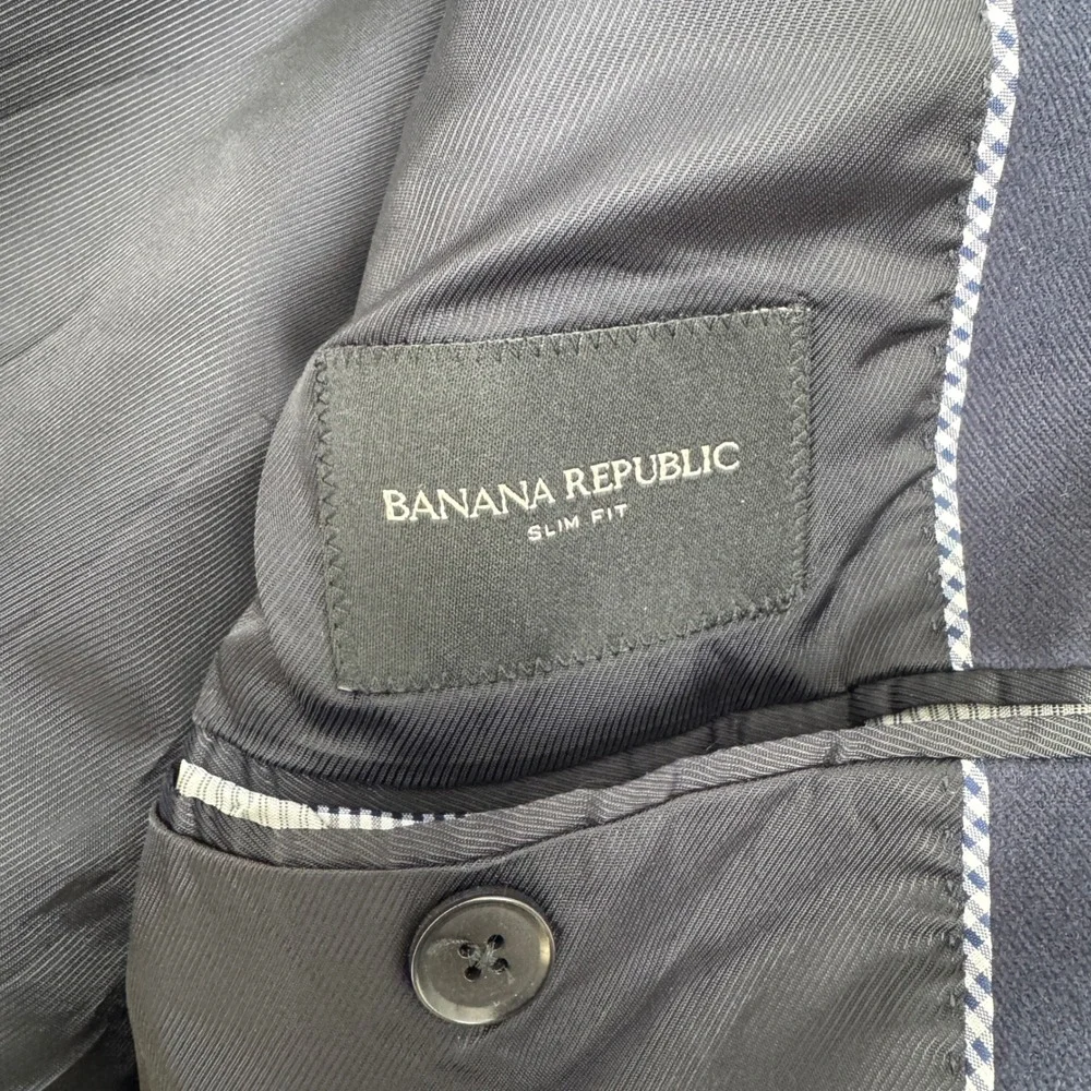 Banana Republic Mens Navy Blue Cotton Slim Fit Blazer Sport Coat 38R 581216